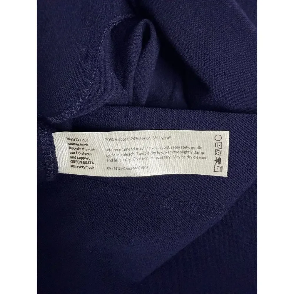 Eileen Fisher Woman Pants Size M RN78121/CA#34460 Navy Pull on Wide Cropped